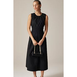 J Crew Hyacinth Dress M Black NWT Smocked Midi CI929 J.Crew Resort Travel